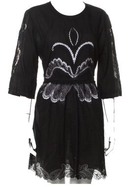 Iro black eyelet knee length dress
